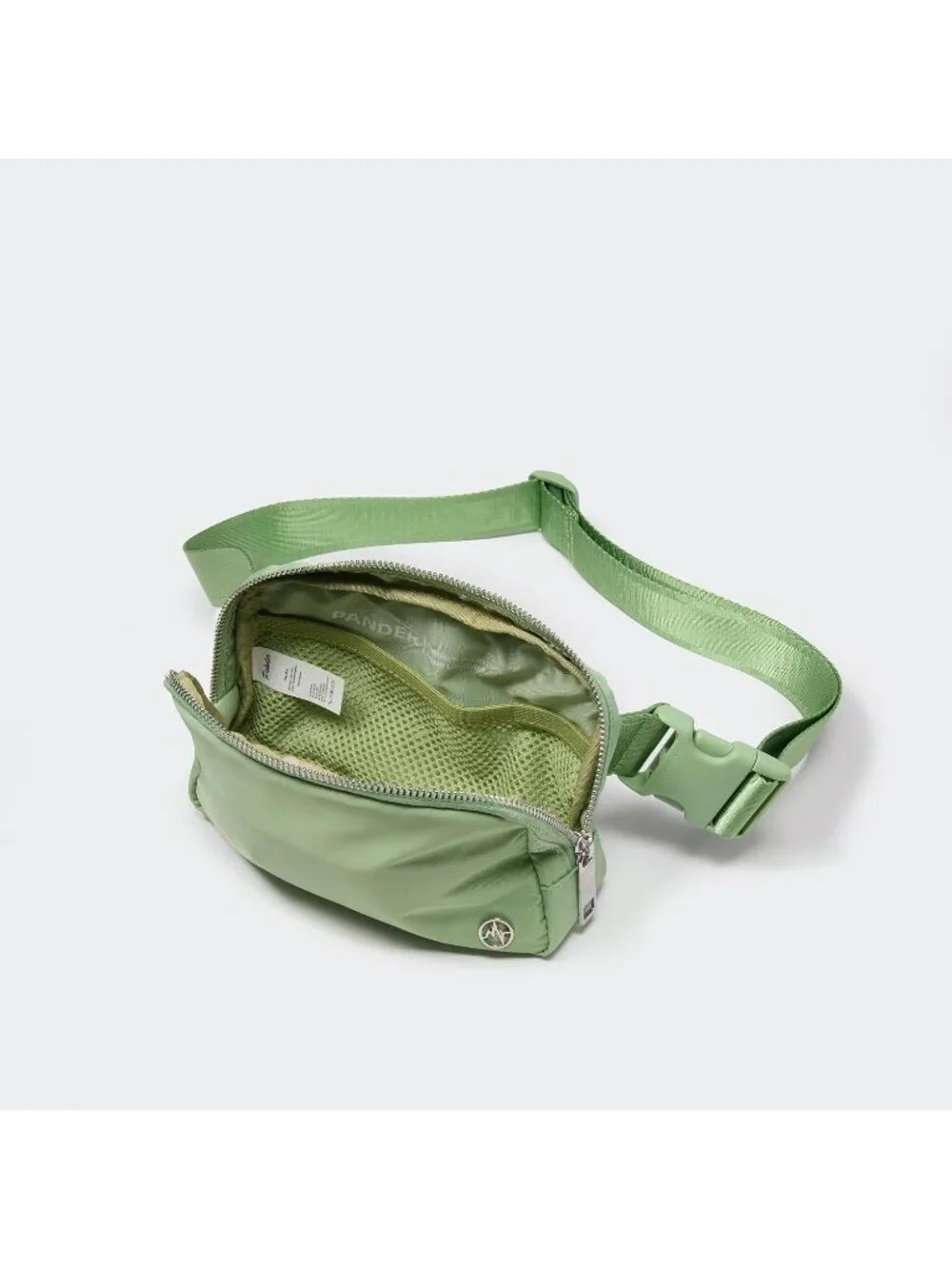 Men's Green Asparagus Crossbody Belt Bag Wide Zipper Adjustable Strap 3-Pockets